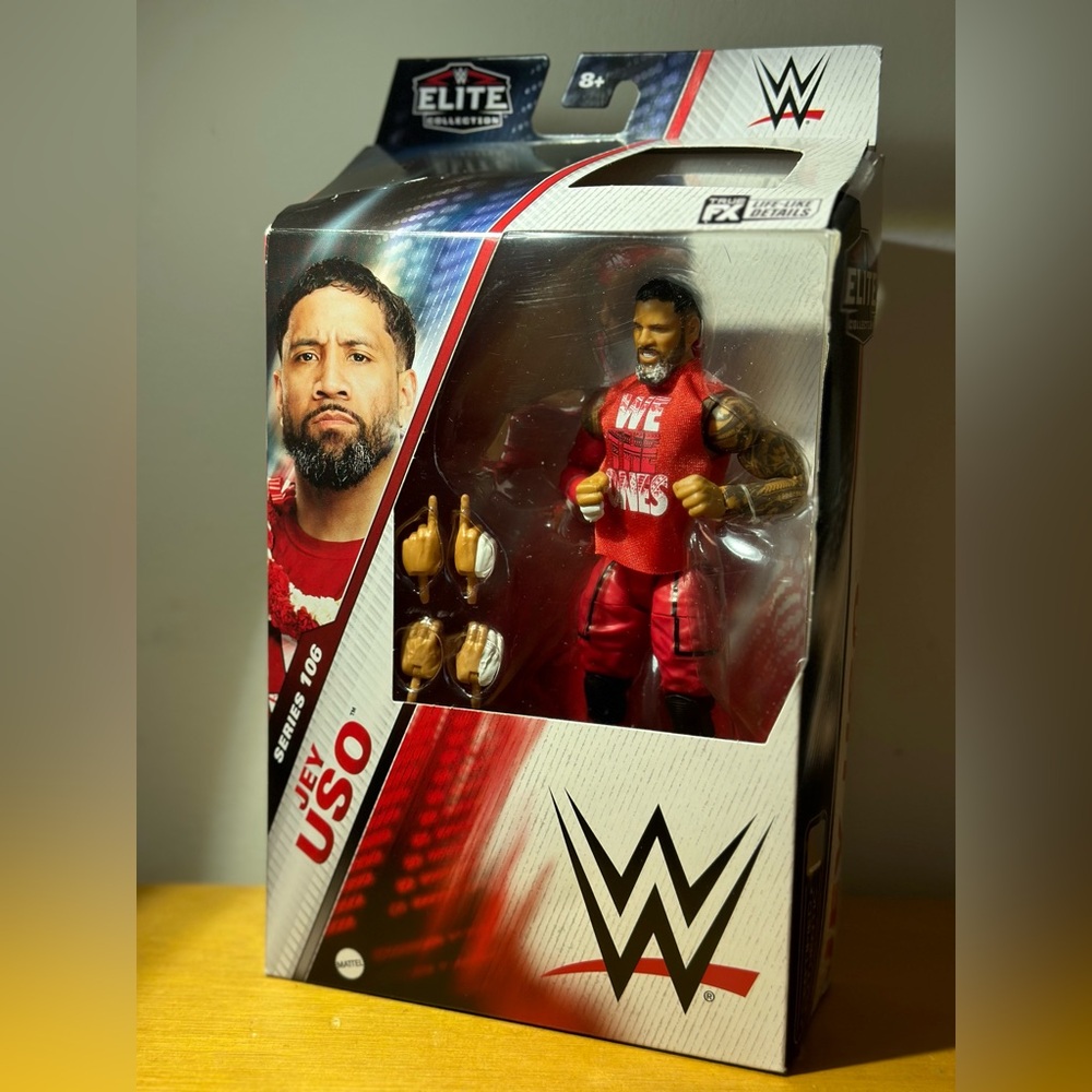 WWE Elite Action Figure & Accessories, 6-inch Collectible Jey USO with hands